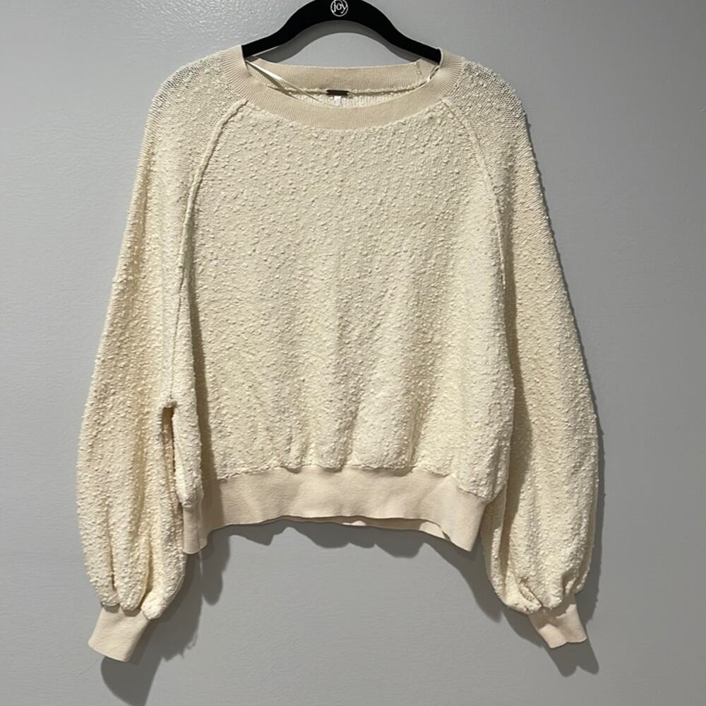Free People Women's Found My Friend Pullover Sweatshirt Balloon Sleeves Size XS